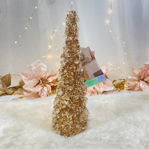 Rachel Zoe Stunning Jeweled Cluster Crystal Glass Gold Christmas Tree 13" New - Picture 2 of 7